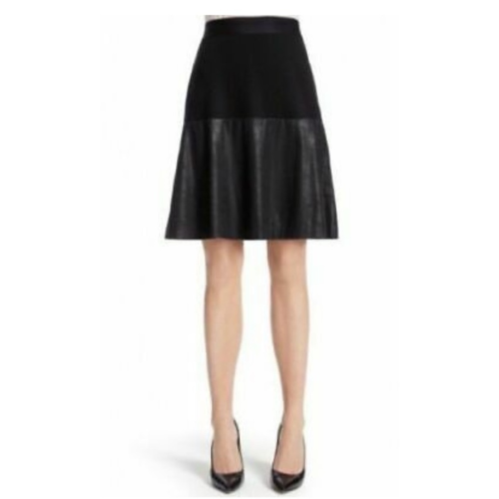 CAbi OWENS Black Faux Suede & Jersey Skirt Medium